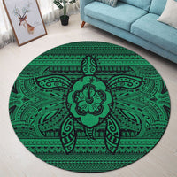 Hawaiian Turtle Polynesian Tribal Round Carpet Green AH - Polynesian Pride