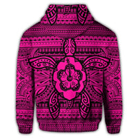 Hawaiian Turtle Polyensian Tribal Zip Hoodie Pink - Polynesian Pride