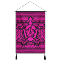 Hawaiian Turtle Polynesian Tribal Hanging Poster Pink AH Hanging Poster Cotton And Linen - Polynesian Pride