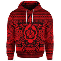 Custom Hawaiian Turtle Polyensian Tribal Hoodie Red - Polynesian Pride