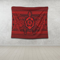 Hawaiian Turtle Polynesian Tribal Tapestry Red AH - Polynesian Pride