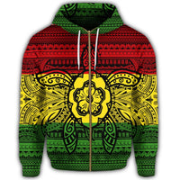 Hawaiian Turtle Polyensian Tribal Zip Hoodie Reggae - Polynesian Pride