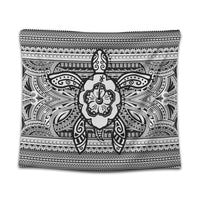 Hawaiian Turtle Polynesian Tribal Tapestry White AH Wall Tapestry Black - Polynesian Pride