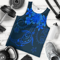 Hawaiian Turtles Hibiscus Plumeria Polynesian Tank Top - Blue - AH - Polynesian Pride