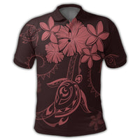 Hawaiian Turtles Hibiscus Plumeria Polynesian Polo Shirt Pink - Polynesian Pride