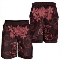 Hawaiian Turtles Hibiscus Plumeria Polynesian Men's Shorts - Pink - AH - Polynesian Pride