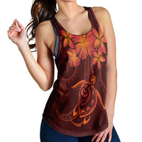 Hawaiian Turtles Hibiscus Plumeria Polynesian Racerback Tank - Red - AH - Polynesian Pride
