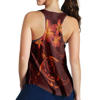 Hawaiian Turtles Hibiscus Plumeria Polynesian Racerback Tank - Red - AH - Polynesian Pride