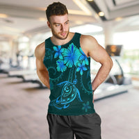 Hawaiian Turtles Hibiscus Plumeria Polynesian Tank Top - Turquoise - AH - Polynesian Pride