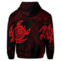 Hawaiian Two Turtle Polynesian Zip Hoodie Red - Polynesian Pride