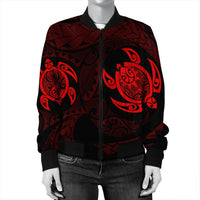 Hawaiian Two Turtle Polynesian Bomber Jacket Red AH - Polynesian Pride
