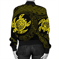 Hawaiian Two Turtle Polynesian Bomber Jacket Yellow AH - Polynesian Pride