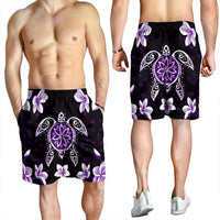 Hawaiian Violet Turtle Plumeria Men's Shorts AH - Polynesian Pride