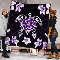 Hawaiian Violet Turtle Plumeria Premium Quilts AH - Polynesian Pride