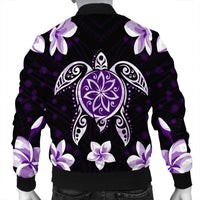 Hawaiian Violet Turtle Plumeria Bomber Jacket AH - Polynesian Pride