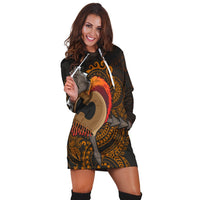 Hawaiian Warrior Helmet Kanaka Polynesian Hoodie Dress - AH - Polynesian Pride