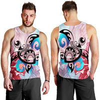 Hawaiian Wave Hibiscus Watercolor Turtle Polynesian Tank Top - AH - Polynesian Pride