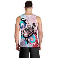 Hawaiian Wave Hibiscus Watercolor Turtle Polynesian Tank Top - AH - Polynesian Pride
