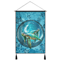 Hawaiian Whirlpool Turtle Polynesian Hanging Poster - AH Hanging Poster Cotton And Linen - Polynesian Pride