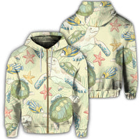 Hawaiian World Animals In Sea Zip Hoodie Unisex Art - Polynesian Pride