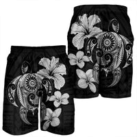 Hibiscus Plumeria Mix Polynesian Turtle Men's Shorts Gray - AH - Polynesian Pride