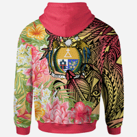 Nauru Zip Hoodie Flowers Tropical With Sea Animals - Polynesian Pride