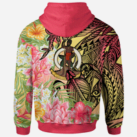 Vanuatu Hoodie Flowers Tropical With Sea Animals - Polynesian Pride