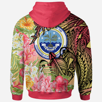 Federated States of Micronesia Hoodie Flowers Tropical With Sea Animals - Polynesian Pride