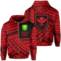 Polynesian Protect Mauna Kea Kanaka Maoli Hawaii Zip Hoodie Red Quarter Style Unisex Red - Polynesian Pride