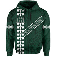 Polynesian Kakau Warrior Turtle American Football Map of Hawaii Custom Hoodie Green - Polynesian Pride
