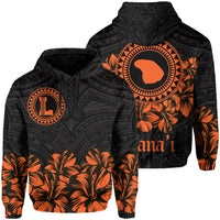 Lanai Map Hibiscus Polynesian Hoodie Lithe Style Unisex Orange - Polynesian Pride