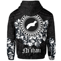 Niihau Map Hibiscus Polynesian Hoodie Zip Lithe Style - Polynesian Pride