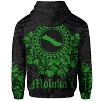 Molokai Map Hibiscus Polynesian Hoodie Zip Lithe Style - Polynesian Pride