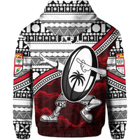 Fiji Rugby Hoodie Tapa Cloth Dab Trend Creative Red - Polynesian Pride