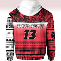 Custom Wallis and Futuna Rugby Hoodie Polynesian Clever Red Custom Text and Number - Polynesian Pride