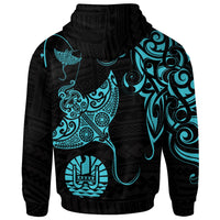 Tahiti Custom Personalized Zip up Hoodie Polynesian Fishing Ray Ocean - Polynesian Pride