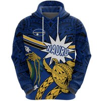 Nauru Rugby Hoodie Version Turtle Polynesian Unisex Blue - Polynesian Pride