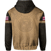 Polynesian Flag Seal of Hawaii Zip Hoodie Gold - Polynesian Pride