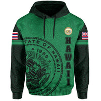 Polynesian Flag Seal of Hawaii Hoodie Green - Polynesian Pride