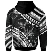 Guam Zip Hoodie Palm Leaf Texture Black - Polynesian Pride