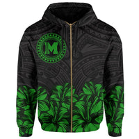 Molokai Map Hibiscus Polynesian Hoodie Zip Lithe Style - Polynesian Pride