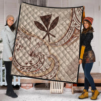 Hawaii Kanaka Maoli Premium Quilt - Hibiscus Flowers Vintage Style - Polynesian Pride