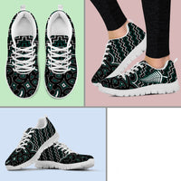 New Zealand Sneaker Maori Graphic Tee patterns Green LT6 Kid's Sneakers - White Sole - Polynesian Pride
