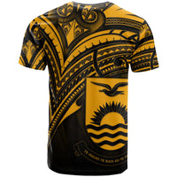 Kiribati T Shirt Gold Color Cross Style - Polynesian Pride