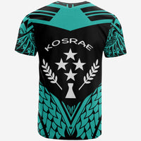 Kosrae Custom T Shirt Unique Eagle Feather Texture Black Blue - Polynesian Pride