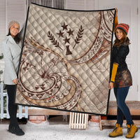 Kosrae State Premium Quilt - Hibiscus Flowers Vintage Style - Polynesian Pride