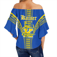 Hawaii - Kaiser High Off Shoulder Waist Wrap Top AH - Polynesian Pride