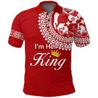 Valentine Day Tonga Couple Love King Polo Shirt Tongan Turtle LT12 Red - Polynesian Pride