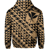 Hawaii Hoodie (Zip) King Kakau Kanaka Gold - Polynesian Pride