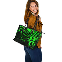 Kiribati Leather Tote - Green Color Cross Style - Polynesian Pride